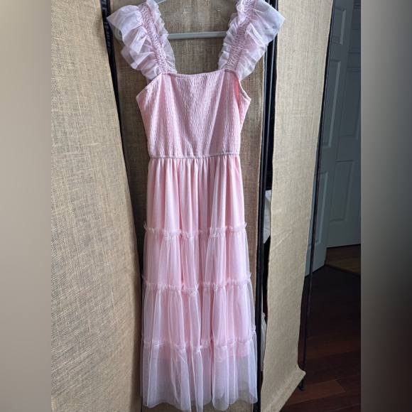 Pink Ruffled Maxi Dress - Picture 3 of 7